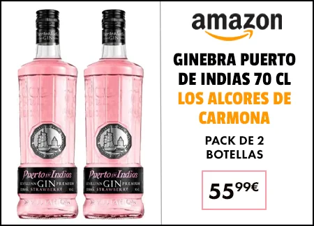 Ginebra Puerto de Indias Strawberry de 70 cl - Sevilla - Los Alcores de Carmona (Pack de 2 botellas)